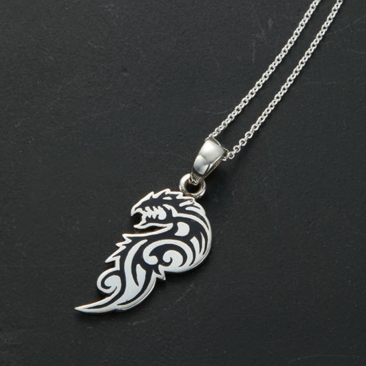 ネックレス メンズ シルバー925 龍 ドラゴン トライバル プレート 大ぶり 個性的 かっこいい