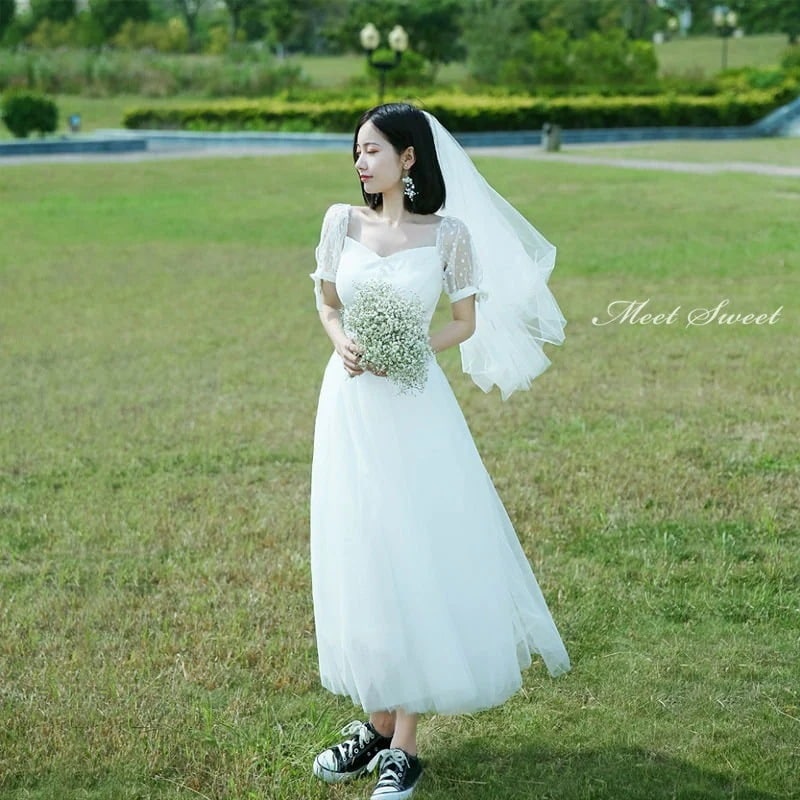 ウェディングドレス ウエディングドレス 二次会ドレス リゾートドレス 結婚式 ブライダルドレス 前撮り 海外挙式 半袖 袖あり 花嫁 日常 パーティードレス ワンピース ガーデンウェディング 後撮り