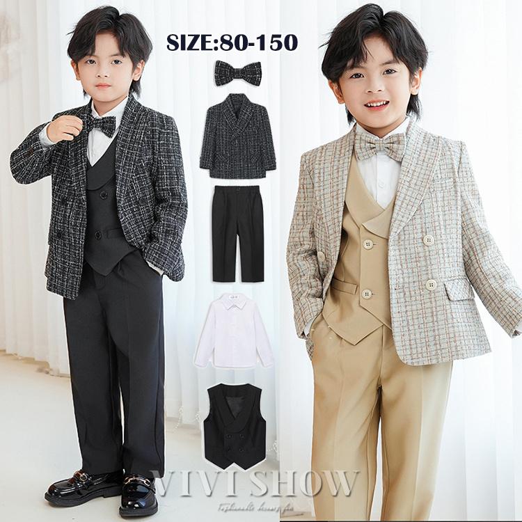 【SNS大人気】フォーマル 男の子 キッズ 子供 半袖 入学式 上下セット ベスト付 タキシード 卒業式 七五三 結婚式 発表会