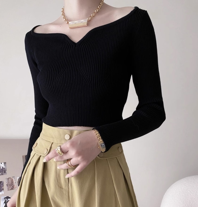 トップス デート モテアイテム ニットソー オフショルダー リブニット 大人可愛い きれいめ 上品 おしゃれ かっこいい 大人可愛い ラブリー キュート ガーリー クール モード系 セクシー