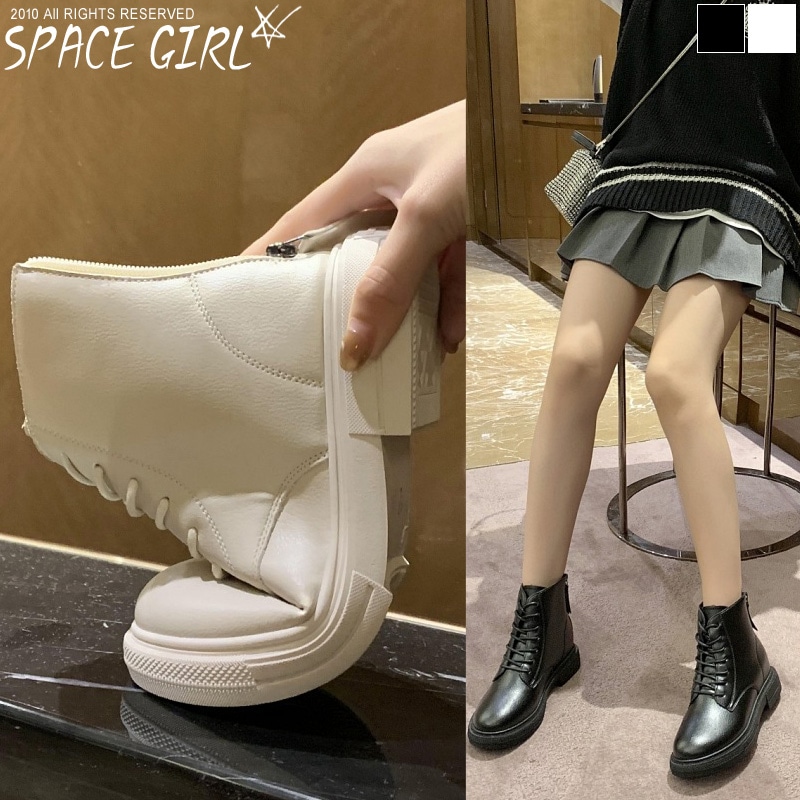 柔軟で柔らかいレースアップブーツ起毛裏地女性冬シューズエンジニア厚底ワークウエスタン