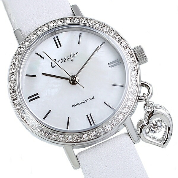 クロスフォーニューヨーク 揺れる ダンシングストーン レディース 腕時計 手表 ハート キュービックジルコニア ホワイト アクセサリー 時計 誕生日プレゼント ポイント消化