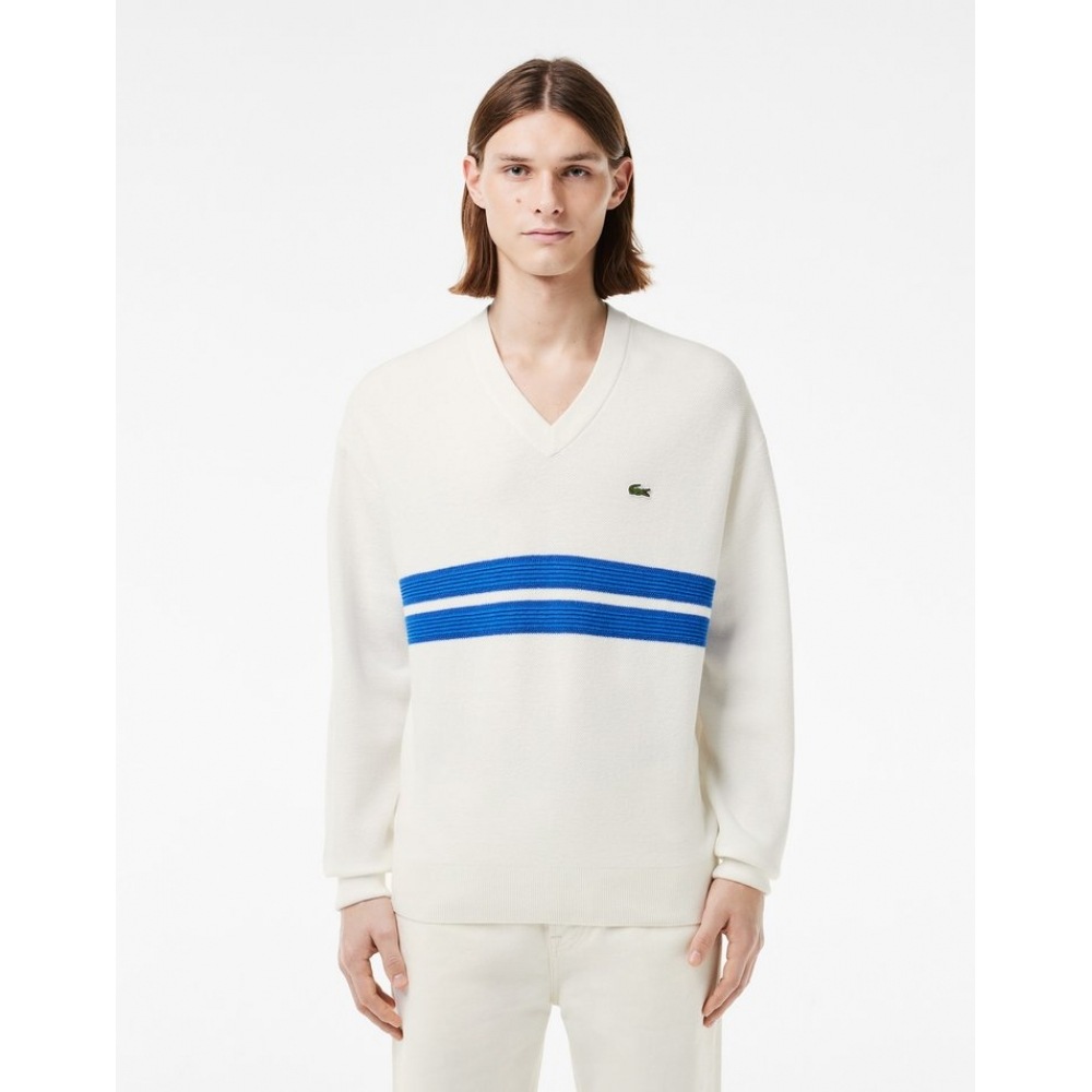 ラコステメンズティッピングディテールマッチ Vネックセーター AH7654-54G IUP