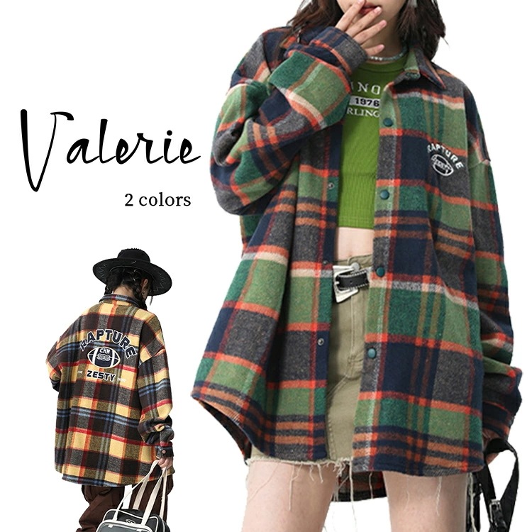 チェックシャツ 長袖 Valerie レディース メンズ 秋冬 ネルシャツ ユニセックス ロング丈 ゆったり レトロ 厚手 羽織り オーバーサイズ フランネルシャツ アメカジ 6,980円