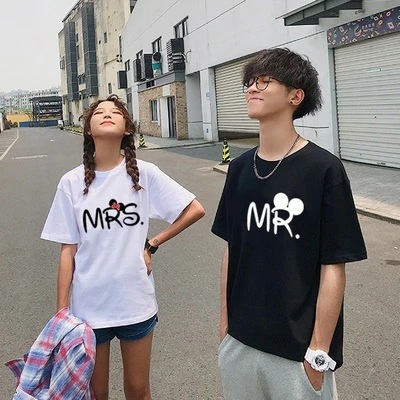 韓国ファッション 綿100 人気海外一番 ミッキーtシャツ可愛いミニープリントペアルックカップルtシャツ ミッキー Tシャツ メンズ ディズニー 半袖 レディース