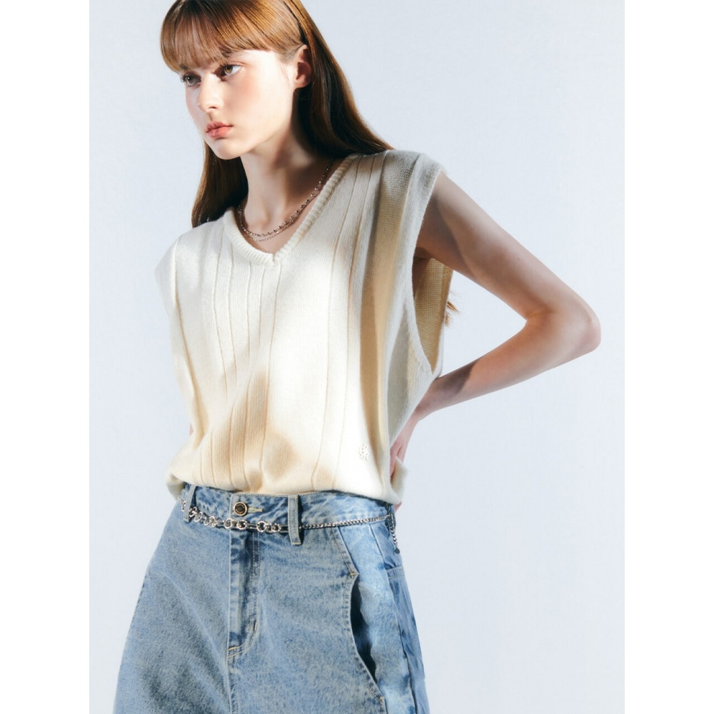 CITYBREEZEウールVネックニットベストIVORY