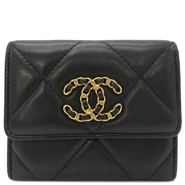 シャネル CHANEL チェーンウォレット CHANEL19 フラップ コインパース ラムスキン ブラック ゴールド金具 黒 シルバー金具 ガンメタル金具 AP1787 30****** 【保存袋】【