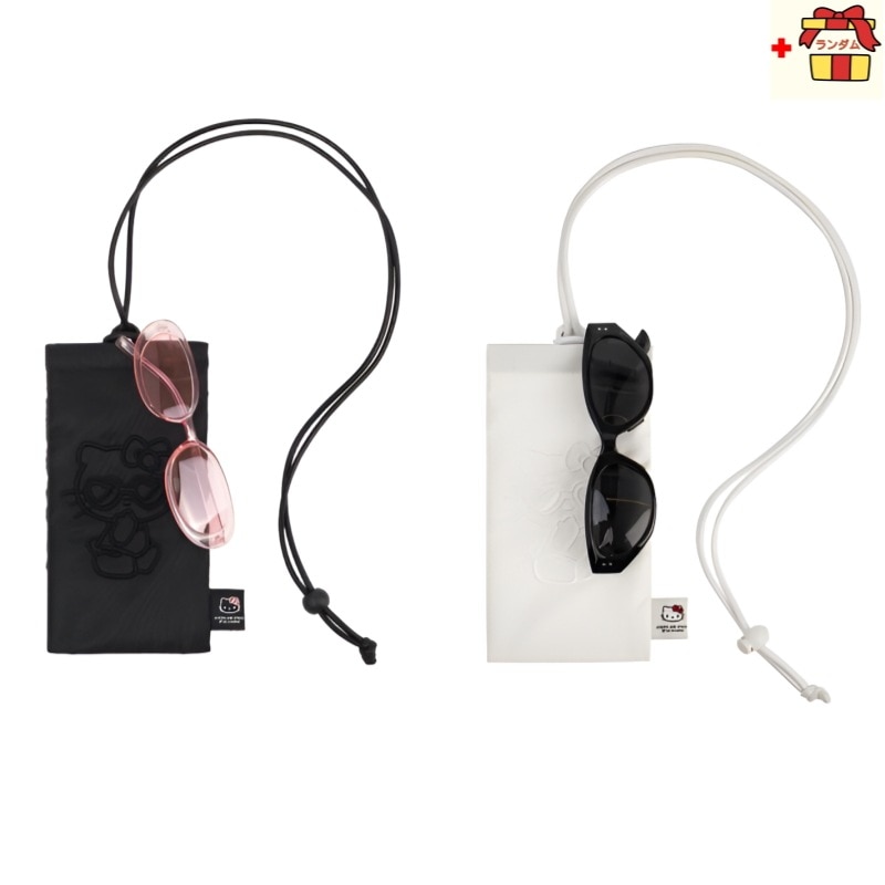 [キティちゃんエディション] ラッキー ハローキティ ネクリス グラシス ポーチ ブラック / ホワイト 2種（選択1)