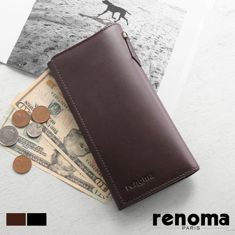 [renoma]牛革&ゴートレザーホック付き長財布