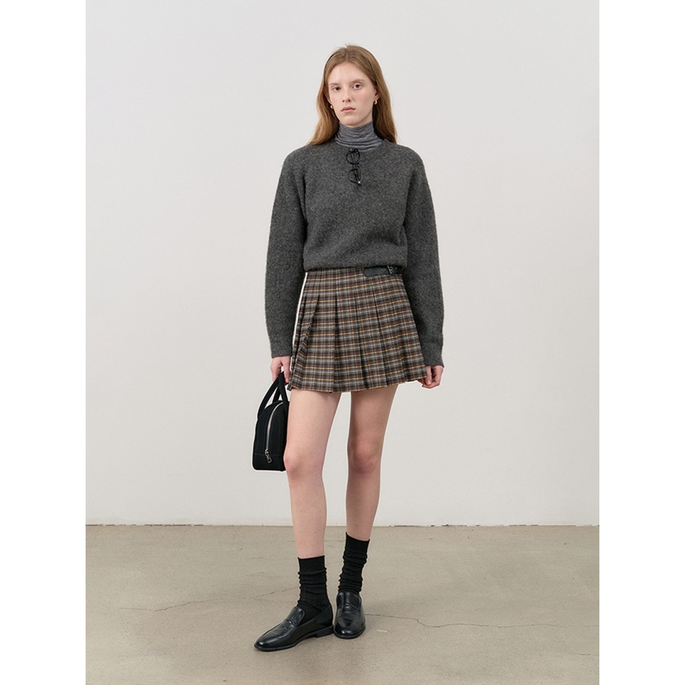 Dunst 女性用プリーツミニチェックスカートネイビーチェック UDSK4C204N2