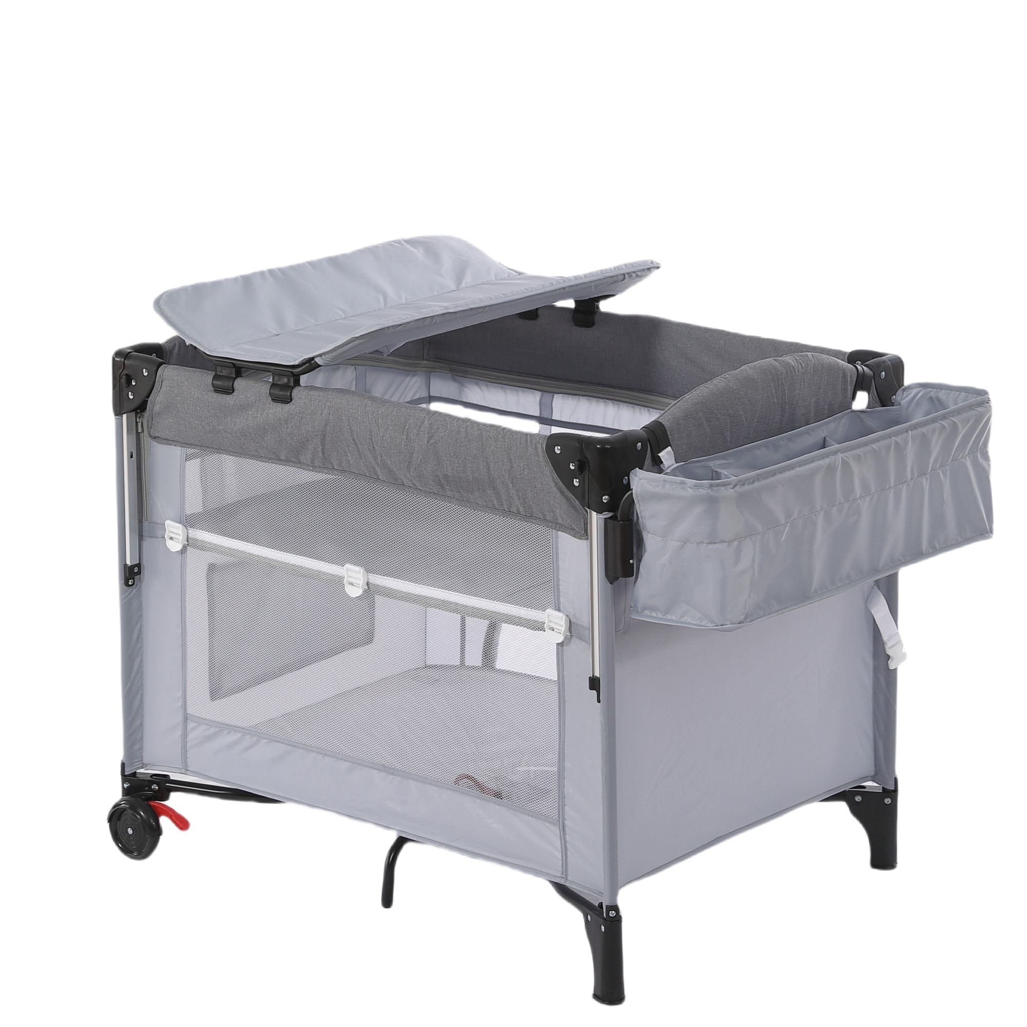 【国内発送】56ベビーサークル 折りたたみ プレイヤード サイド高さ調整可能 マット付 収納バッグ付 マット付 キャスター付き 多機能 軽量 出産祝い