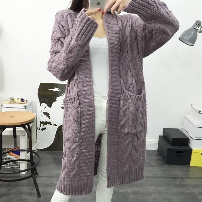 人気の新作カーディガン レディース ロングカーディガン ロング 無地 シンプル ケーブル編み 秋服 秋物【短納期】