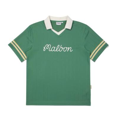 Malbon Golf純正ストライプジャカード襟Tシャツ ミントグリーン（ユニセックス）