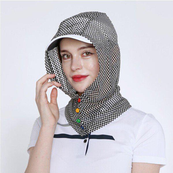 キャフィルドUVカットチェックフードマント 日焼け止めフード付きマント_P304675207