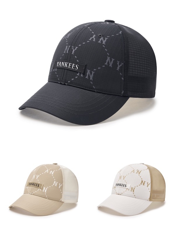 3AM-CM0153 正規品保証 関税負担なし 韓国限定販売 男女共用 [25S新商品]ダイヤ モノグラム スポーティー メッシュキャップ ニューヨークヤンキース