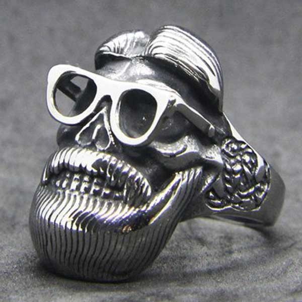 ドクタースカルステンレスリング（XRX026） 指輪 23-31号 紳士 髭 ヒゲ メガネ 眼鏡 七三分け 医者 サージカルステンレス316L 男性 女性 プレゼント r1130xxxxxxxx