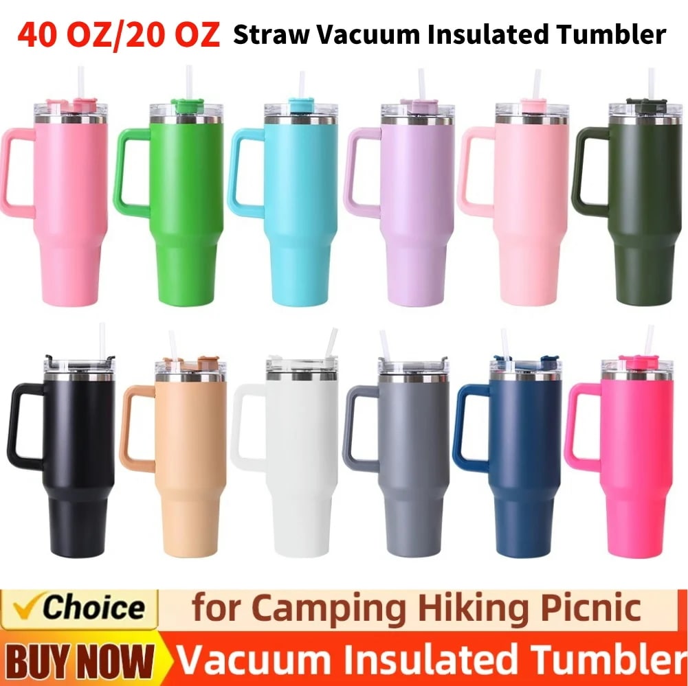 ポータブル二層断熱カップステンレス鋼ウォーターカップ冷温飲料用真空サーマルマグ40オンス20オンス - 15