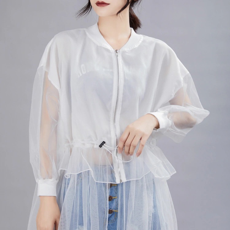 ワンピースドレスレースワンピシンプルでアーチスチックアシンメトリーチュールUVカットLFZ89 後ろ可愛いバックプリーツ