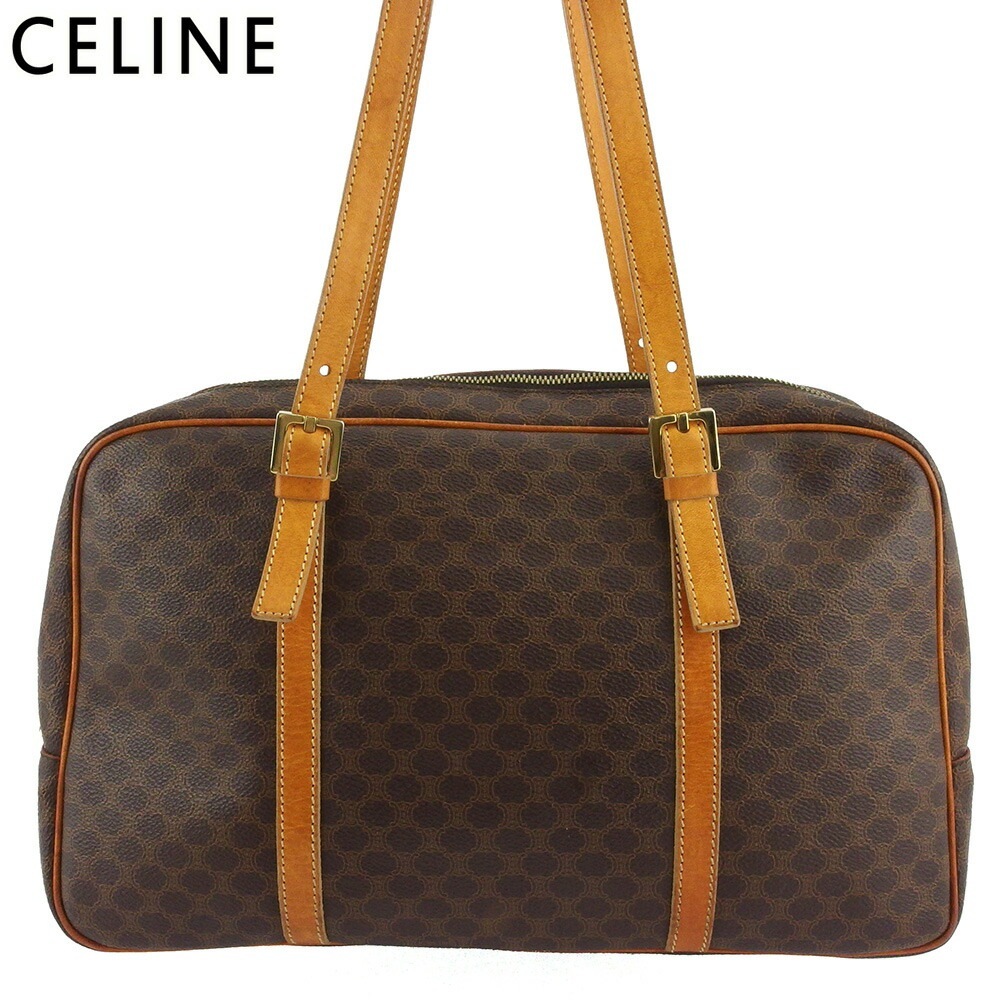 トートバッグ トート ショルダーバッグ マカダム レディース メンズ ブラウン ベージュ ゴールド 中古