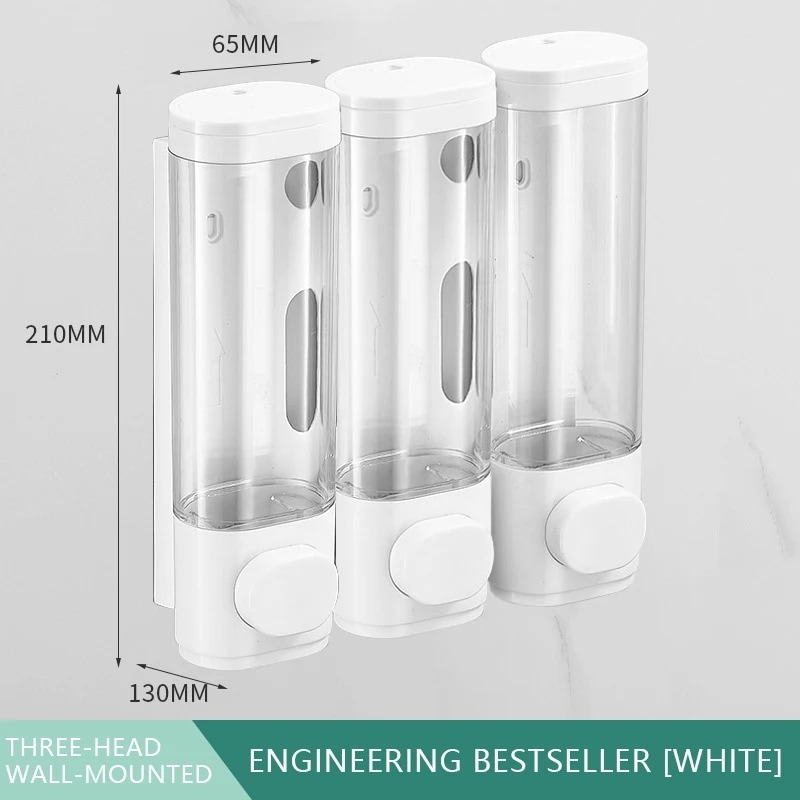 手指消毒剤 壁に固定された痛みのない石鹸ディスペンサー シャワージェル シャンプー用 ホテル用 White Three