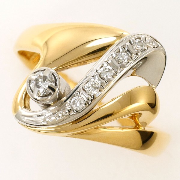 PT900 プラチナ K18YG リング 12号 ダイヤ 0.06 0.05 ジュエリー 中古 51,186円