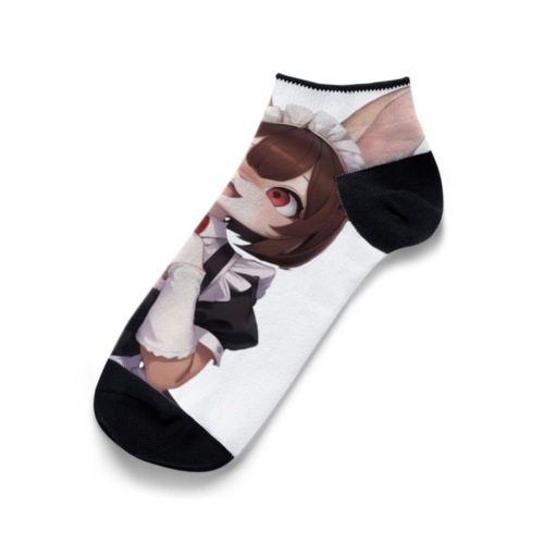 【文字入れ可能受注生産】ウサギの女の子　メイド　ケモナー　ネザーランドドワーフ くるぶしソックス
