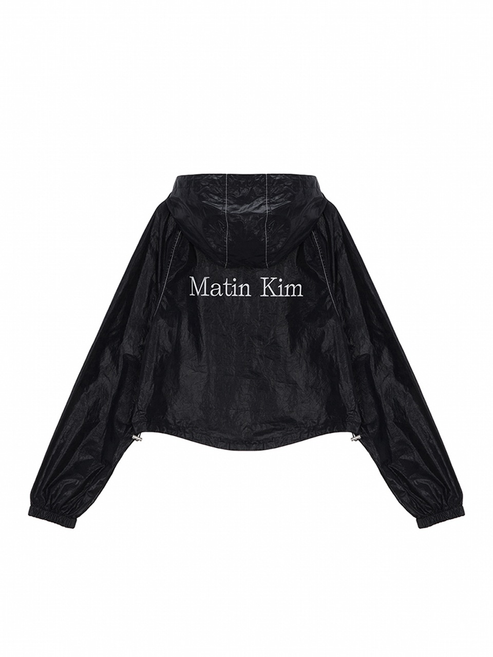 Matin Kim【MATIN KIM】 MATIN CROP HOODY COATING JUMPER IN BLACK