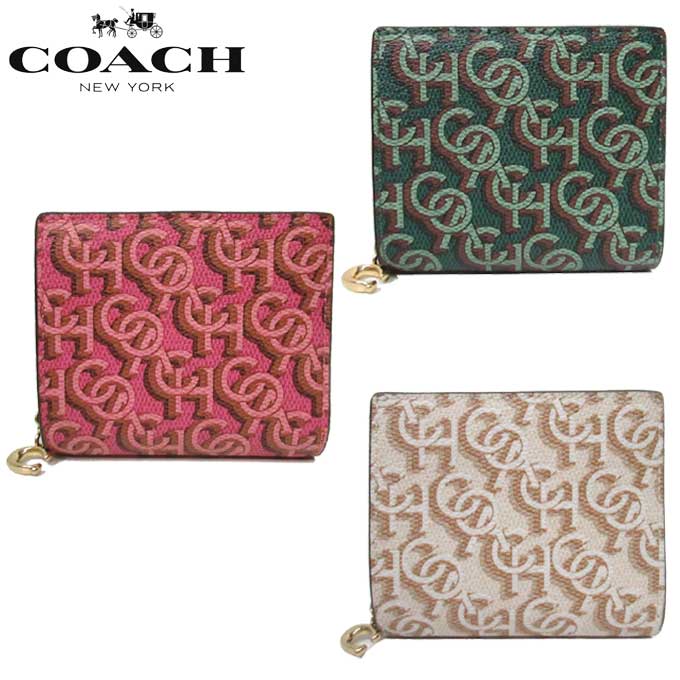 好評 プリント モノグラム シグネチャー Coach3色有 二つ折り財布