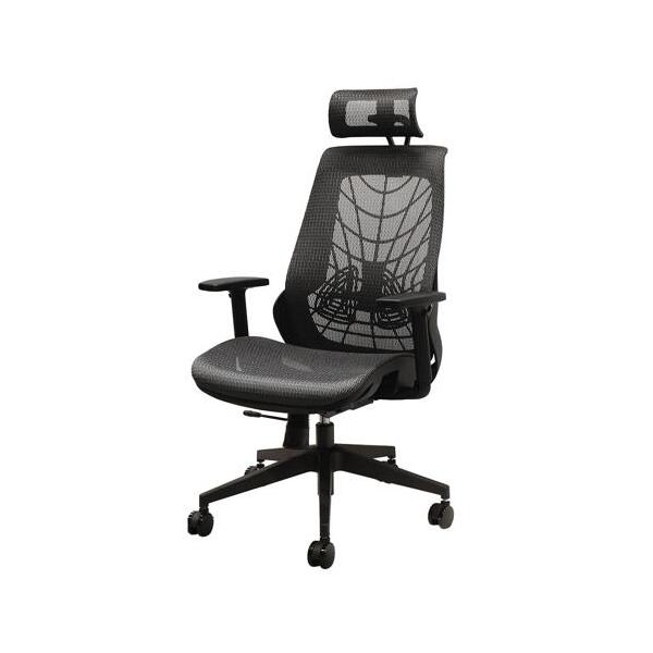 法人限定 Netforce WLB-3AH-W-GY グレー ウェルビーチェア ブラックフレーム 肘付 ヘッドレスト付 オフィスチェア メーカー直送