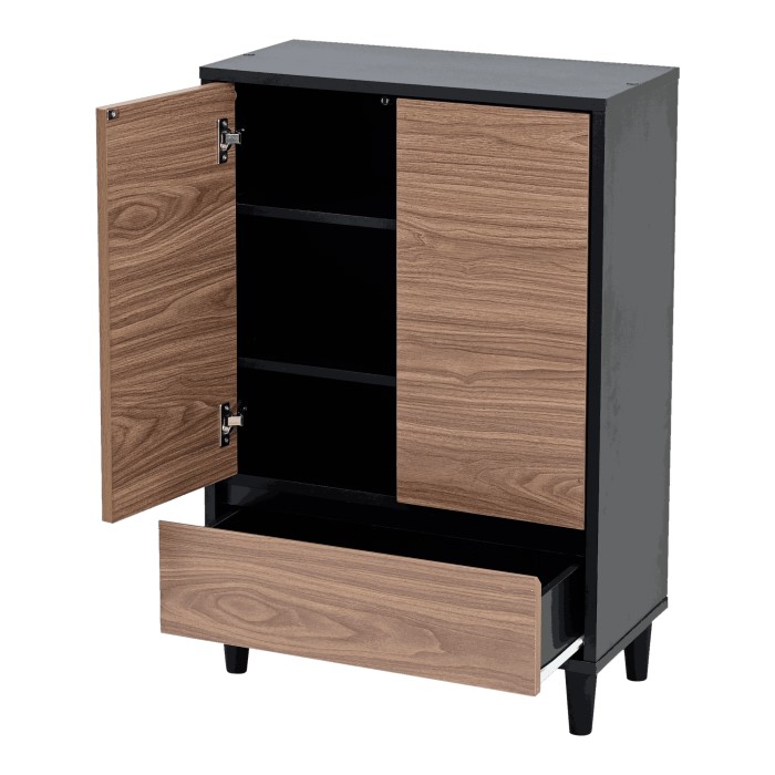 6デザインキャビネット リビングチェスト FSI-0005-BKBR ブラックブラウン