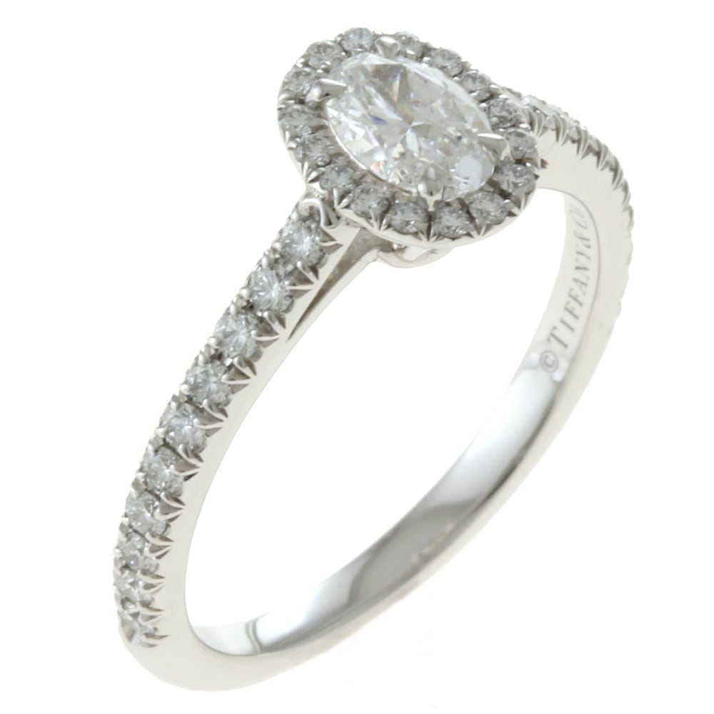 ティファニー ソレスト オーバル リング 指輪 7号 Pt950プラチナ ダイヤモンド TIFFANY&Co. 中古 美品