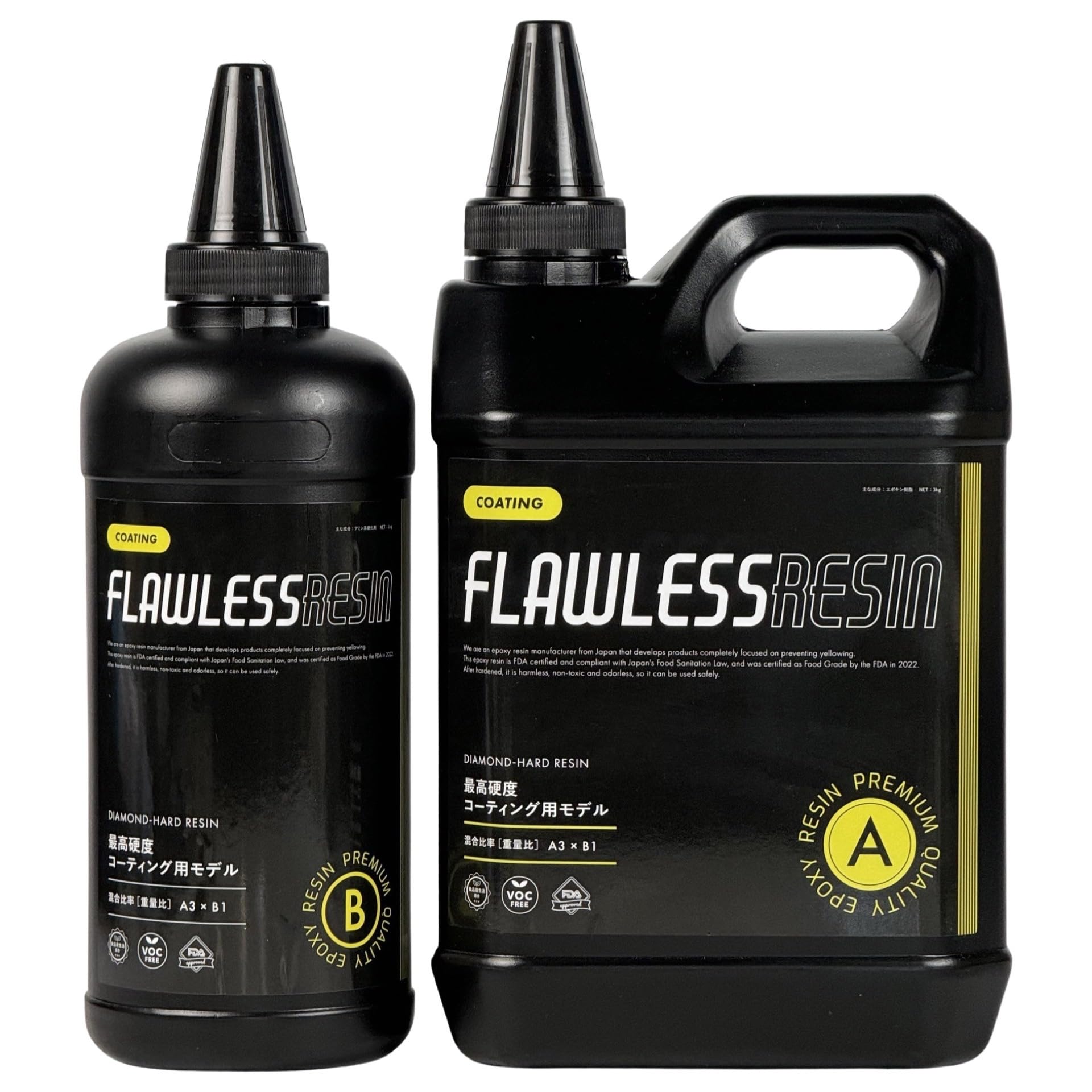 フローレスレジン 最高硬度コーティング用エポキシ樹脂 速硬化タイプ 2液性レジン液 レジンテーブルトップコート・エポキシレジンフロア・小物製作etc 各種DIY用(4kg)