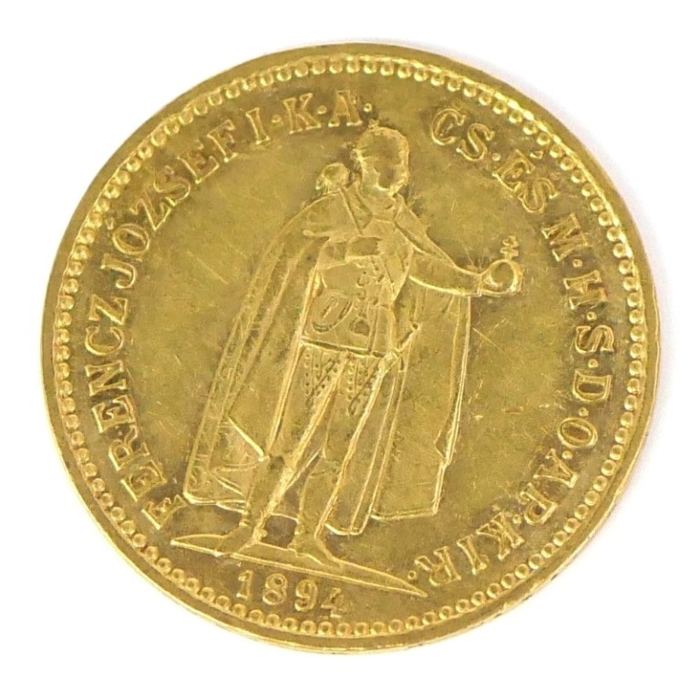 ハンガリー 10コロナ金貨 1894年 フランツ・ヨーゼフ1世 フランツ・ヨゼフ 【中古】(67535)