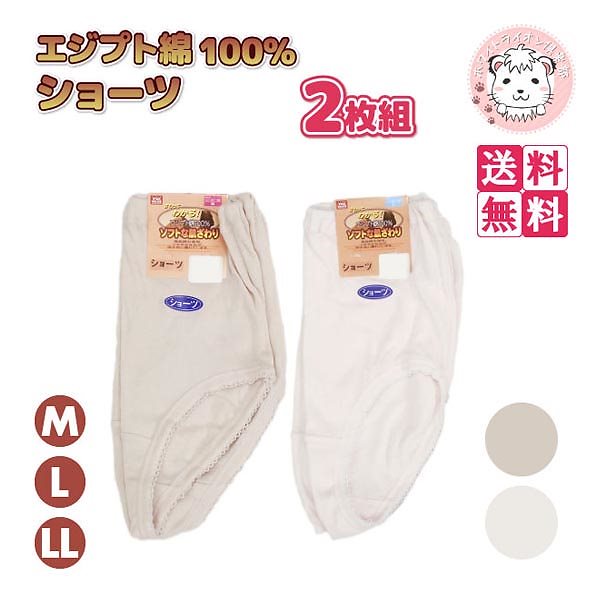 エジプト綿 綿100% ショーツ 2枚組6セット M/L/LL