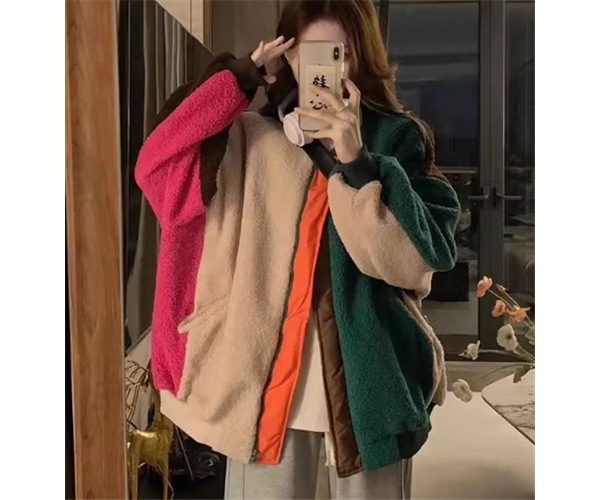 レディース ジャケット コート アウター 上着 ウール ムートンコート ミドル丈 長袖 襟なし ノーカラー ストリート ファスナー 厚手 コットン かわいい カジュアル おしゃれ レトロ ラフ 8,067円