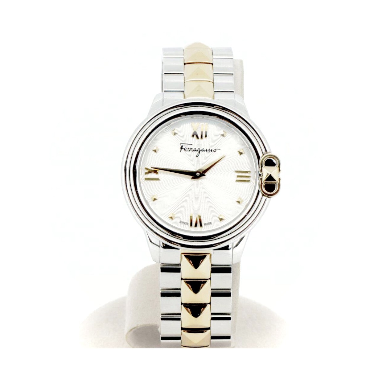 腕時計 スタッドマニア ホワイト文字盤 ステンレススチール クォーツ SFMJ00422 レディース ゴールド 質屋出品