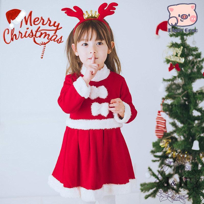 子供服 女の子 クリスマス コスプレ サンタクロース ベビー服 ワンピース 冬 3点セット 蝶結び フード付き 赤ちゃん もこもこ 暖かい 丸い襟 柔らかい 可愛い