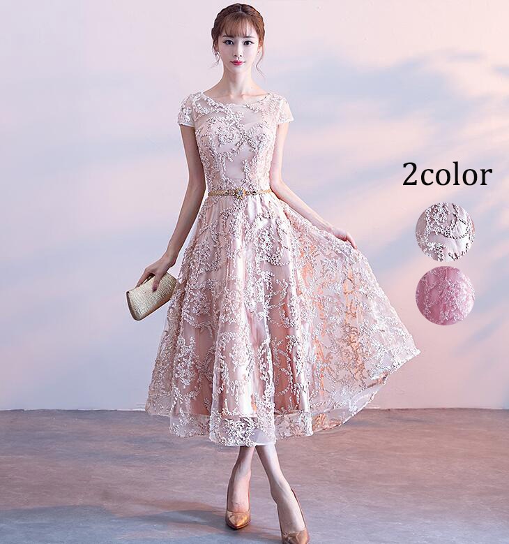 ウエディングドレス 上品 レディース パーティードレス イブニングドレス フォマール エレガント ファスナー レース 半袖 プリンセスライン ロング丈ワンピース 披露宴 結婚式 大人 発表会 演奏会