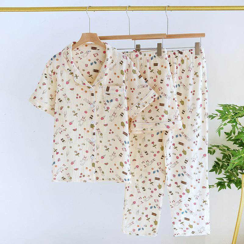 ガーゼパジャマ レディース ダブルガーゼルームウエア 上下セット 長袖 綿100% 二重ガーゼ 部屋着 セットアップ 春 夏 さるさる 入院準備 ナイトウエア