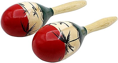他サイト： マラカス Maracas ラテンパーカッション 木製 ウッド 打楽器 シェイカー 玉子型 Egg 2本組(椰子の木, 24.5cm)の商品画像