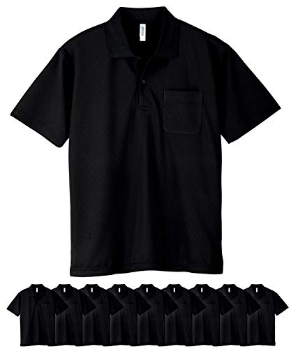 [グリマー] 00330-AVPドライ ポロシャツ 半袖 (ポケット付) 10枚セットメンズ (ブラック,3L)