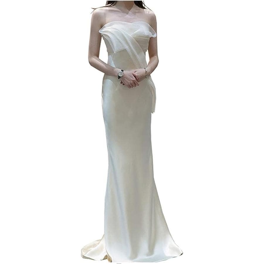 ウェディングドレス ホワイト 二次会 結婚式 ワンピース 花嫁 ロングドレス 成人式 日常デート ウェディングドレス 旅行撮影ドレス 海外挙式