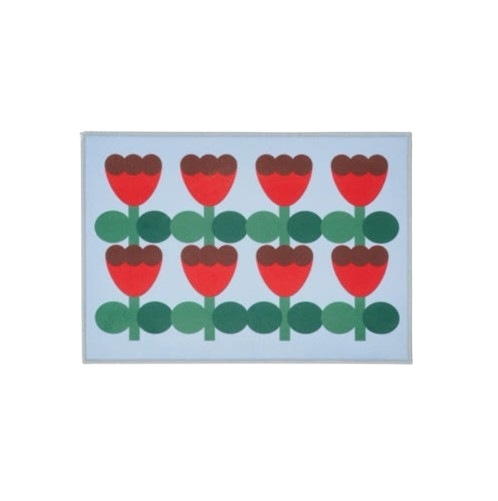 ウェルカムマット BERRY BLOOM RED 70×50cm ／ 花柄インテリア／ふわふわタッチ