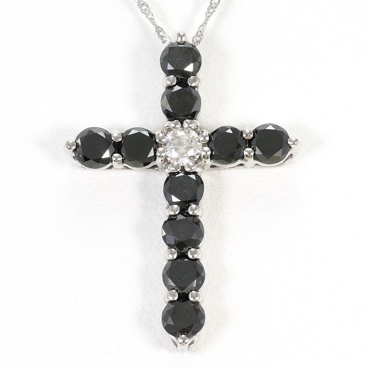 K18 18金 WG ホワイトゴールド PT850 プラチナ ネックレス ブラックダイヤ ダイヤモンド 0.95ct 総重量約2.6g 約41cm ジュエリー 中古