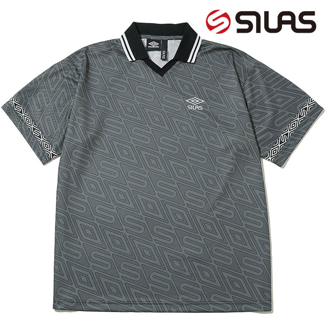 メンズ アンブロ ゲームシャツ [110241014003 SS24SPOT] SILAS UMBRO GAME SHIRT トップス 半袖 ポロシャツ モノグラム CHARCOAL