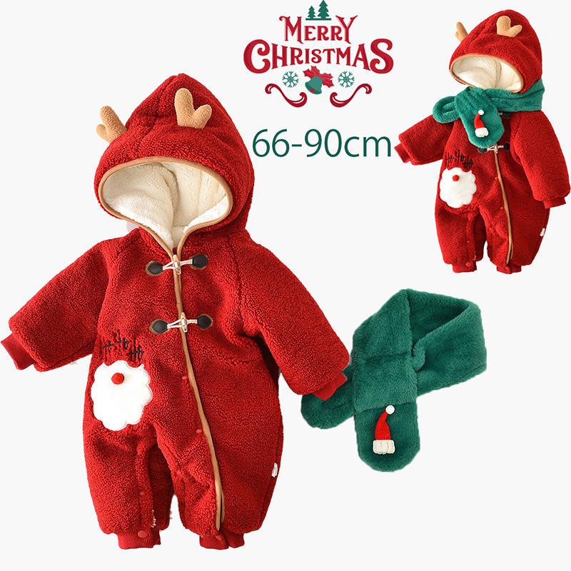 サンタ コスプレ ロンパース ベビー着ぐるみ ボア トナカイ クリスマス衣装 もこもこ ベビーフォト サンタコス ベビー服 カバーオール サンタ 衣装 キッズ30%までに制限 5,459円