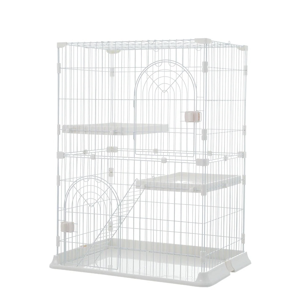 1471おしゃれ 猫 ケージ キャットケージ 2段 猫ゲージ おしゃれ キャットハウス ネコ ハウス 多段 留守番 保護 脱走防止 多頭飼いペットケージ【ホワイト】【M】