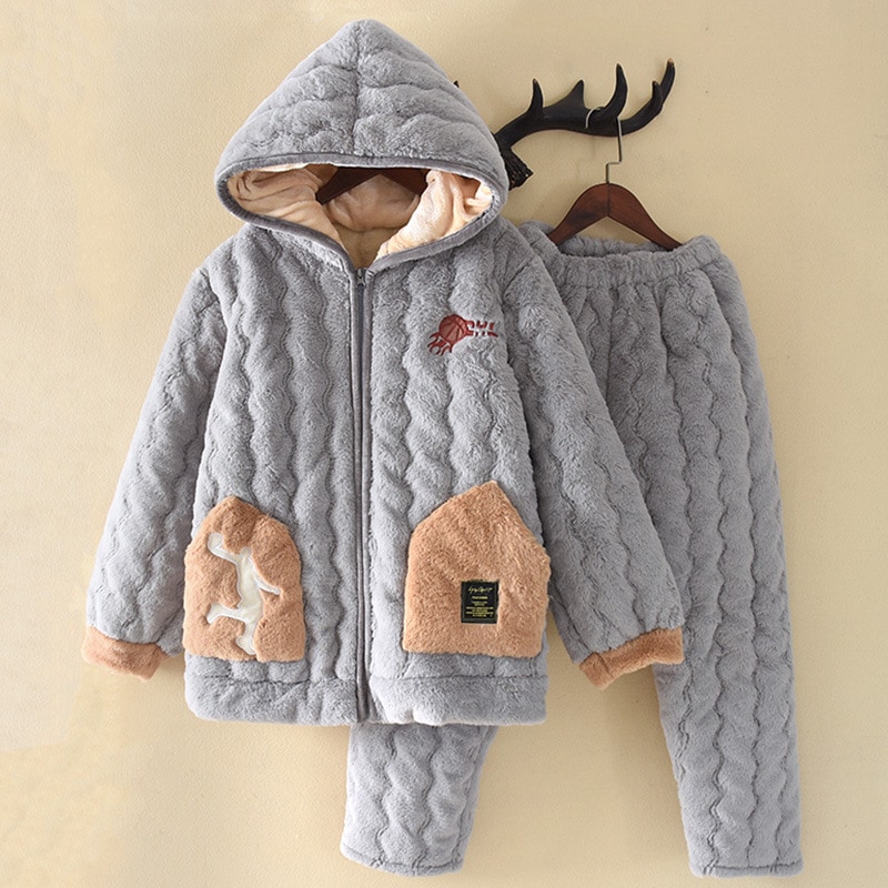 暖かい パジャマ キッズ 150 子供 長袖 パジャマ 着ぐるみ可愛い 秋 冬 もこもこ 暖かい 上下セット ナイトウェア 厚手 ルームウェア 長袖 大きいサイズ児童パジャマ中童大童男三層を挟んで綿入