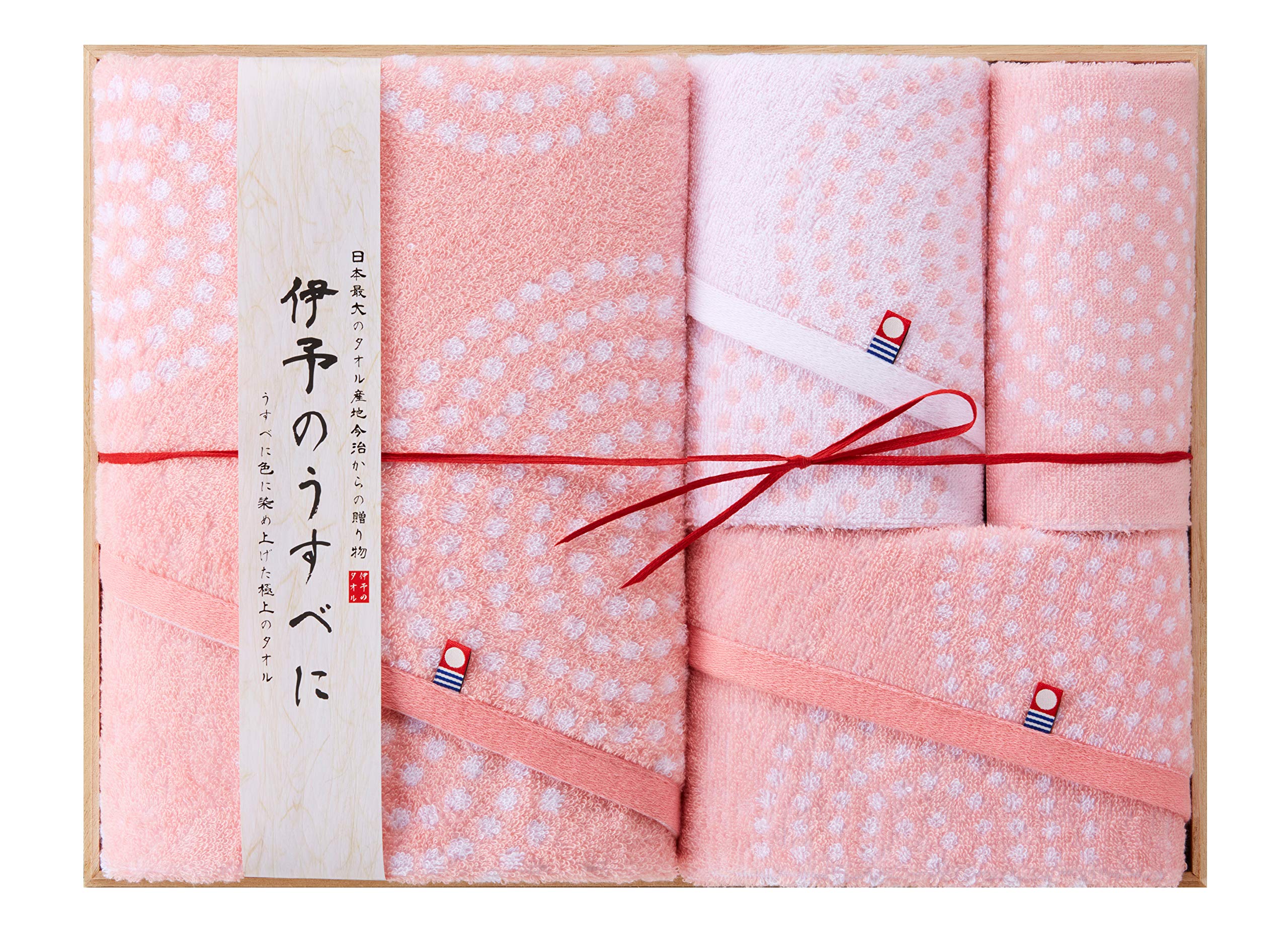 犬飼タオル タオルギフトセット 伊予のうすべに(木箱入り) バスタオル1・フェイスタオル2・ウォッシュタオル1