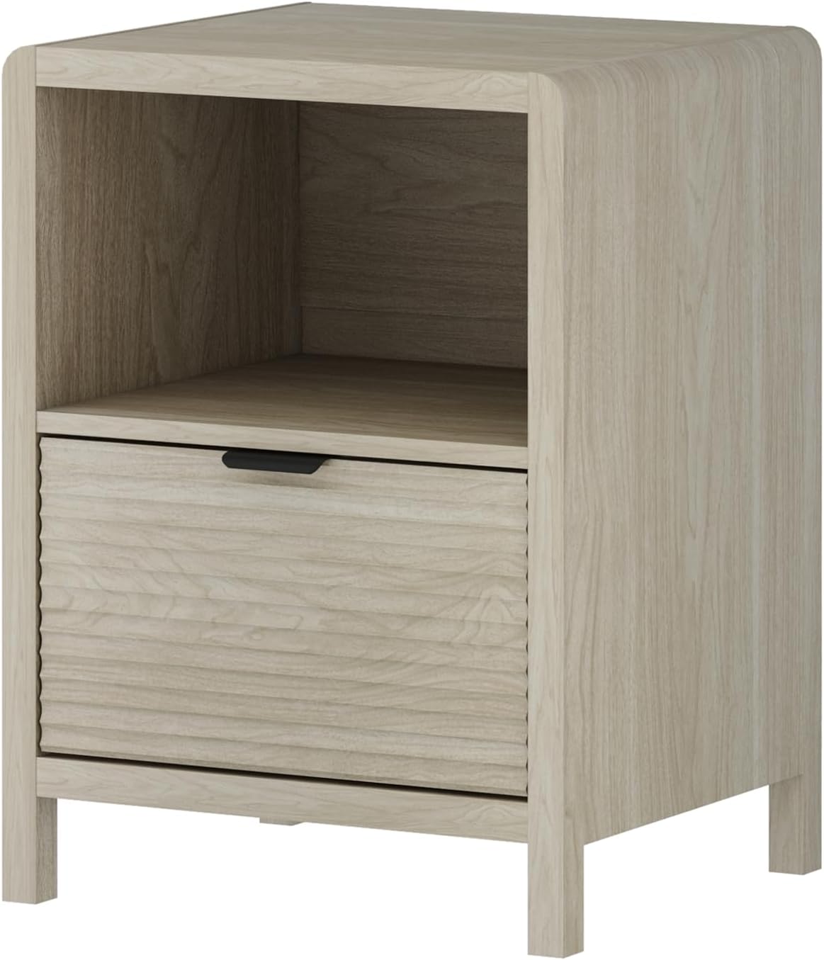 角がまるいデザイン サイドテーブル ルーミィ(ROOMY) 木目サンドカラー 組立式 幅46x奥40x高さ62cm